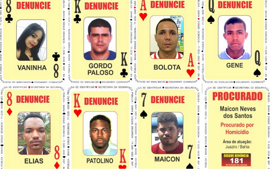 SSP divulga sete novas cartas do Baralho do Crime 