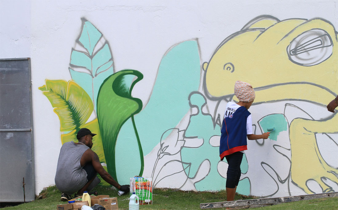 Mural pintado durante o evento