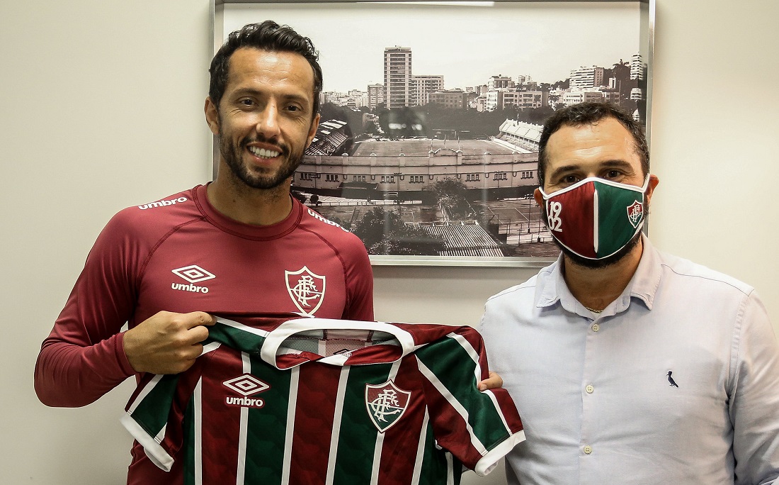 Nenê e o presidente do Fluminense, Mario Bittencourt