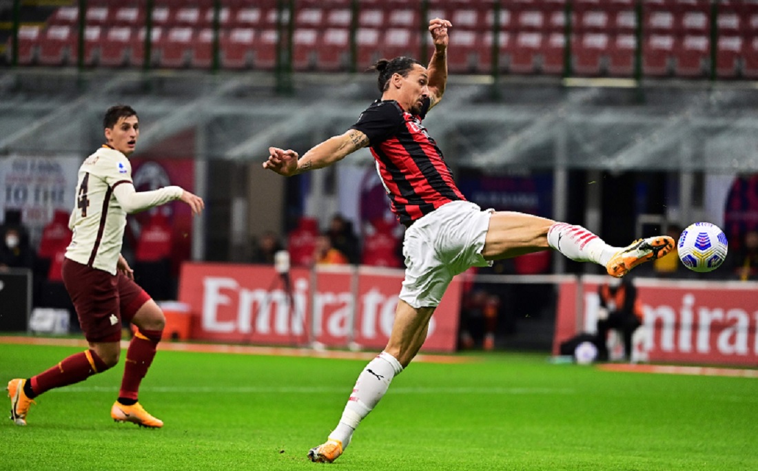 Ibrahimovic fez dois gols, mas Milan ficou no 3x3 com a Roma