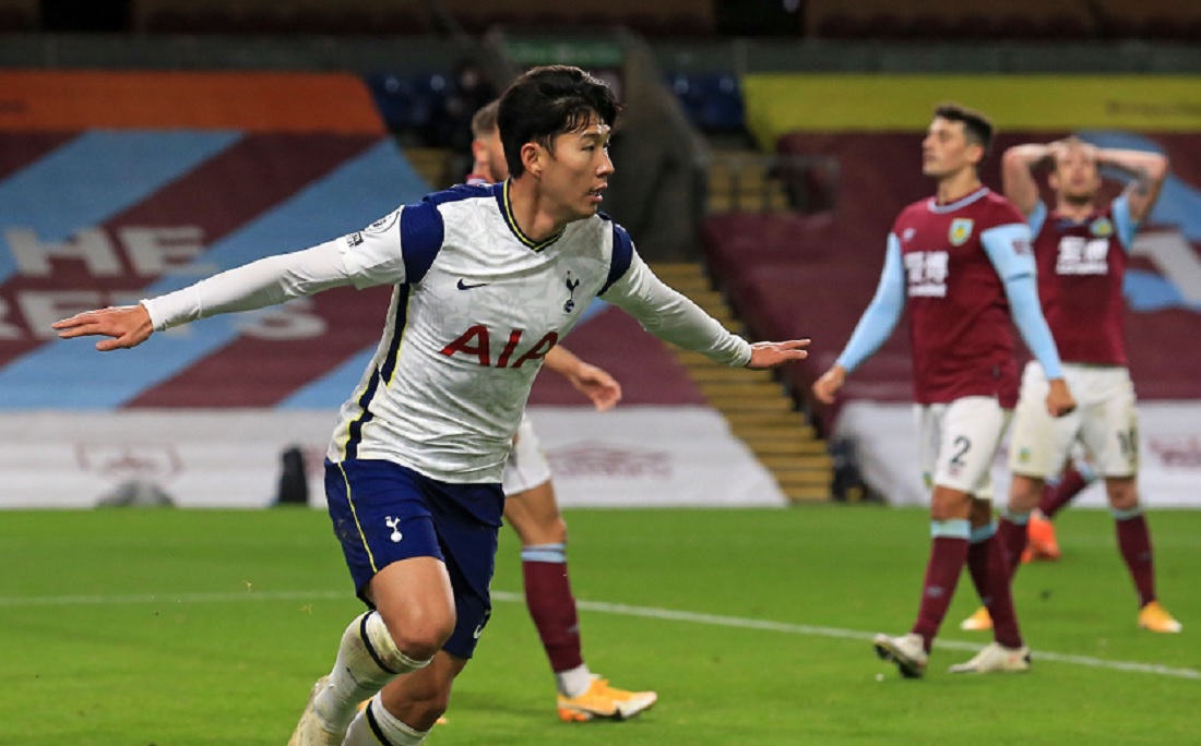 Son fez o gol da vitória do Tottenham sobre o Burnley