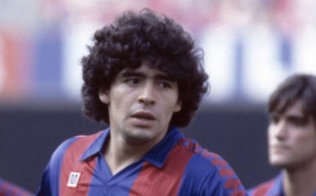 Maradona na pré-temporada do Barcelona, em 28 de julho de 1982